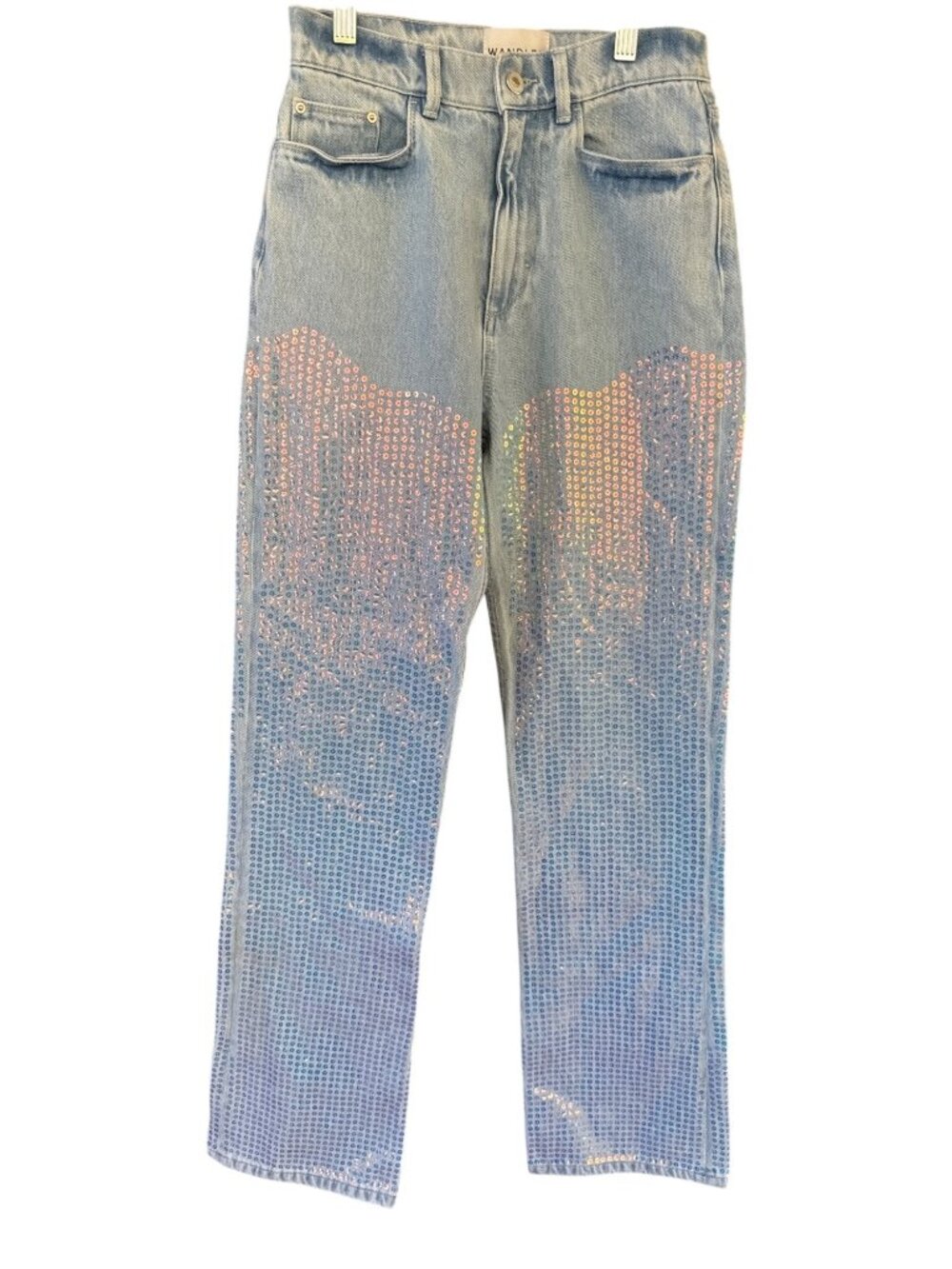 Wandler Rose Size 26 Made In Italy Crystal Rhinestone Denim Jeans Light Wash